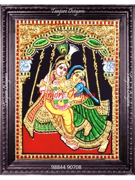 Unjal Radha Krishna Tanjore Painting